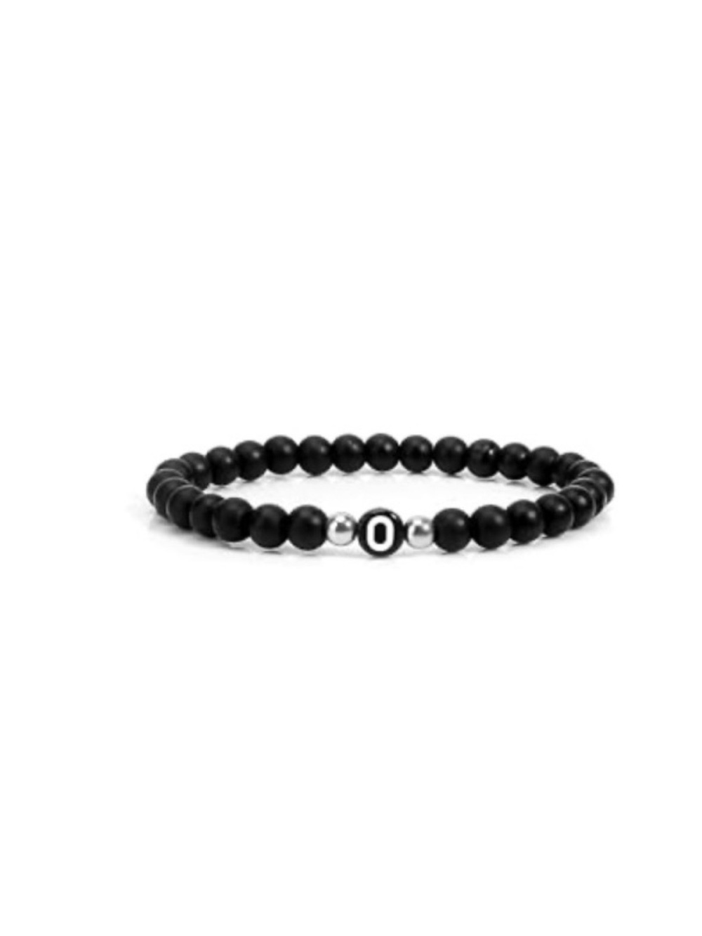 Black Beaded Bracelet with 'O' Initial Accent - Women's Jewelry.